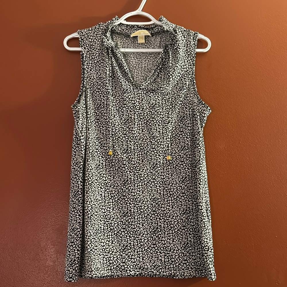 Michael Kors Black and White Sleeveless Top